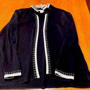 Mistook open front jacket and long skirt with side slit and elastic waist. Sz XL